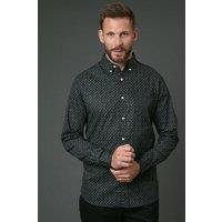 Maine Men's Black Geometric Print Long Sleeve Shirt | Size: Small
