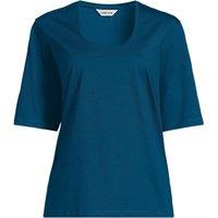 Lands' End Women's Supima Scoop Neck Tee in Teal | Size: 8