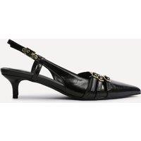 Linzi Women's Retro Black Patent Kitten Court Heels | Size: 5-Standard Fit