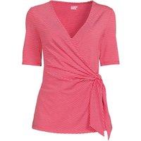 Lands' End Women's Plus Cotton Modal Side Tie Elbow Sleeve Top in Dark Red | Size: 28-30