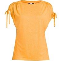 Lands' End Women's Petite Linen Blend Ruched Sleeve Top in Orange | Size: 16-18