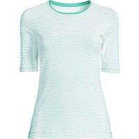 Lands' End Women's Lightweight Cotton Modal Elbow Sleeve Crew Neck Top | Size: 8