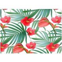 Warren Reed - Designer Tropical Flowers Palm Leaves Hawaiian Glass Chopping Board in Green