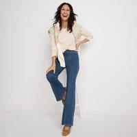 Lands' End Women's Flared Pull-on Jeans, High Waisted in Dark Blue | Size: 14-16