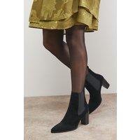 Oasis Women's Moss Suede Chelsea High Block Heel Ankle Boots in Natural Black | Size: 5