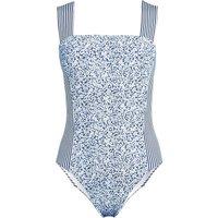 Lands' End Women's Wide Strap Square Neck High Leg Swimsuit in White | Size: 12