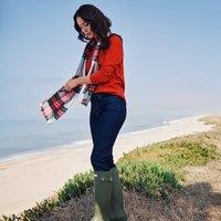 Lands' End Women's Petite Recover Straight Leg Jeans, Mid Rise in Dark Indigo | Size: 14L