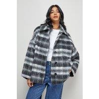 Warehouse Women's Check Oversized Short Car Coat | Size: 10
