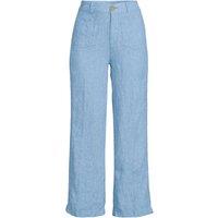 Lands' End Women's Wide Leg Cropped Linen Trousers in Blue | Size: 18