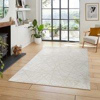 Desire Rugs Perla Modern Abstract Linear Living Room Area Rug Metallic Sheen-Beige Axis in Beige | Size: 160 cm x 230 cm