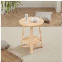 2-Tier Round Wooden Coffee Side Table
