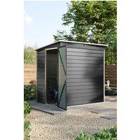 Living and Home 4x6 FT Outdoor Metal Shed Heavy-Duty Garden Storage Tool Shed with Waterproof Pent Roof, Lockable Door(Dark Grey) in Dark Grey