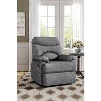 Living and Home Grey Manual Velvet Recliner Armchair