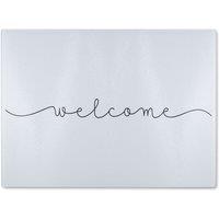 Benjamin Tate Design Text Welcome Designer Glass Chopping Board in Natural