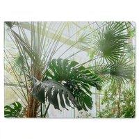 Benjamin Tate Design Green plants in botanical garde Designer Glass Chopping Board in Natural