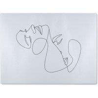 Benjamin Tate Design Man & woman touch by one line Designer Glass Chopping Board in Natural