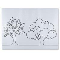 Benjamin Tate Design line drawing of trees Designer Glass Chopping Board in Natural
