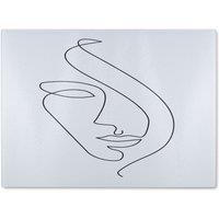 Benjamin Tate Design Line Face drawing Designer Glass Chopping Board in Natural