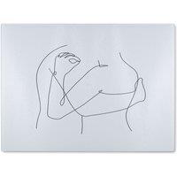 Benjamin Tate Design line art hug Designer Glass Chopping Board in Natural
