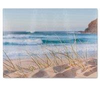 Benjamin Tate Design Dune pacific ocean Designer Glass Chopping Board in Natural