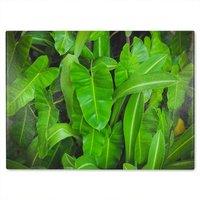 Benjamin Tate Design Abstract background of dark green leaves Designer Glass Chopping Board in Natural
