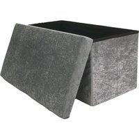 Libbi Lou Velvet Footstool Ottoman Storage Box 76x38x38cm in Grey | Size: 76 x 38 x 38 cm