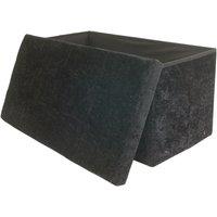 Libbi Lou Velvet Footstool Ottoman Storage Box 76x38x38cm in Black | Size: 76 x 38 x 38 cm