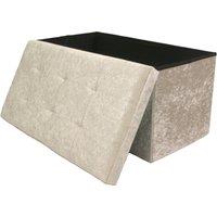 Libbi Lou Velvet Footstool Ottoman Storage Box 76x38x38cm in Cream | Size: 76 x 38 x 38 cm