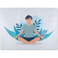 Benjamin Tate Design Meditation Illustration Designer Glass Chopping Board in Natural
