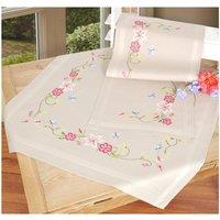 Vervaco EMB T/RUN FLWRS&BFLIES - Embroidery Kit: Runner: Flowers & Butterflies