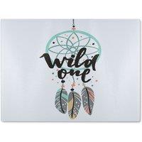 Benjamin Tate Design Cute Print In Boho Style Glass Chopping Board in Natural