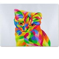 Benjamin Tate Design Animal Cat Illustration Pop Art Designer Glass Chopping Board in Natural