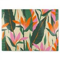 Benjamin Tate Design Jungle Plants Designer Glass Chopping Board in Natural
