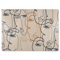 Benjamin Tate Design Continuous line drawing of faces Designer Glass Chopping Board in Natural