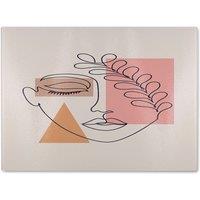 Benjamin Tate Design Minimal line drawing of womans face Designer Glass Chopping Board in Natural