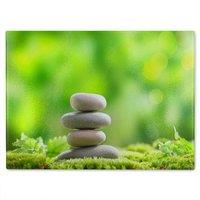 Benjamin Tate Design Rock Garden Stones Designer Glass Chopping Board in Natural