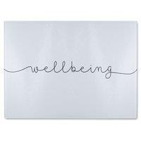 Benjamin Tate Design Text Wellbeing Designer Glass Chopping Board in Natural