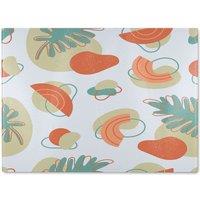Benjamin Tate Design line art & botanical elements Designer Glass Chopping Board in Natural