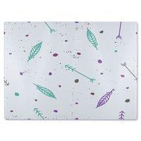 Benjamin Tate Design Cute Cartoon Feathers & Arrows In Boho Style Glass Chopping Board in Natural