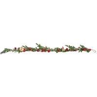 Samuel Alexander 1.9m Frosted Pinecone Garland with Red Berries & Baubles