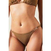 Accessorize Women's Shimmer Bikini Bottoms in Gold | Size: 10