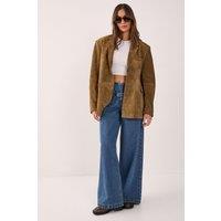 NastyGal Women's Buckle Detail High Waisted Wide Leg Jeans in Authentic Midwash | Size: 12