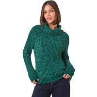 Roman Women's Cowl Neck Chenille Knit Jumper in Green | Size: 18