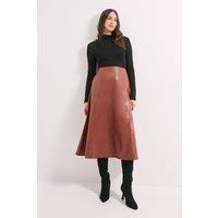 Principles Women's PU Seamed Circle Skirt in Tan | Size: 10