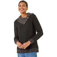 Roman Women's Collared Buttoned Knit Jumper in Black | Size: 12