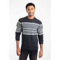Weird Fish Men's Wicklow Fair Isle Crew Neck Jumper in Black | Size: 5XL