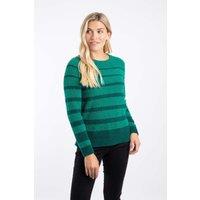 Weird Fish Women's Wanda Cosy Knit Stripe Jumper in Green | Size: 12