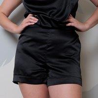 Soft Strokes Silk Women's Silk High Waist Shorts - Black | Size: 14