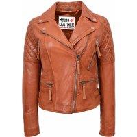 House of Leather Women's Womens Real Leather Biker Jacket Claudia Black 20 in Tan | Size: 12