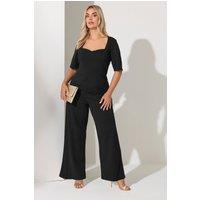 Yours Women's Sweetheart Neck Jumpsuit in Black | Size: 26-28